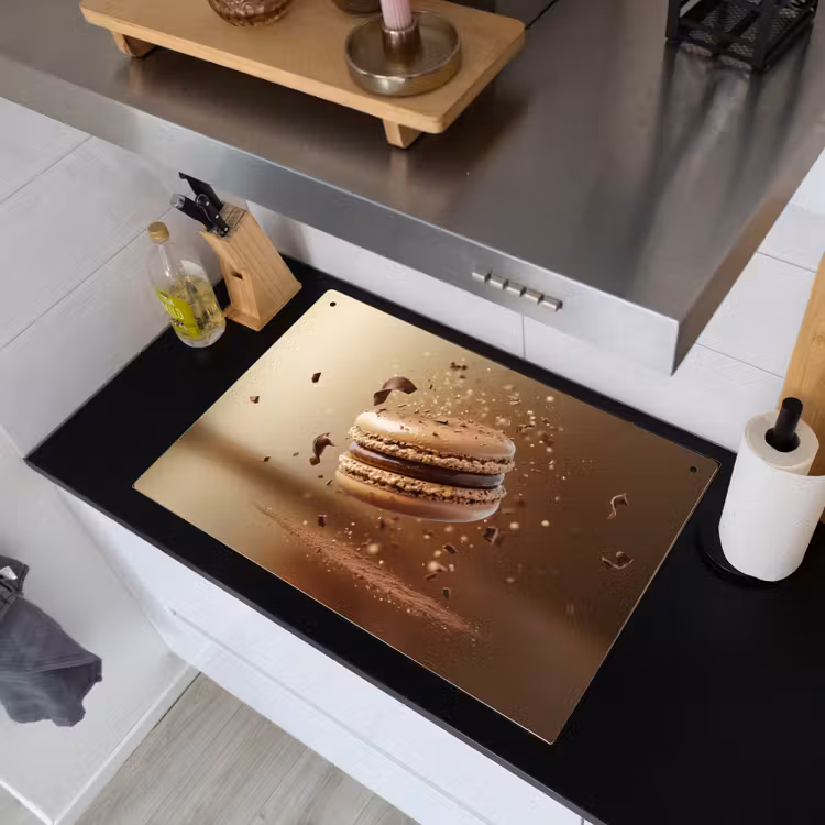 Chocolade - Macarons - Eten - Snoep Inductie beschemer met haakjes klein -sfeer1