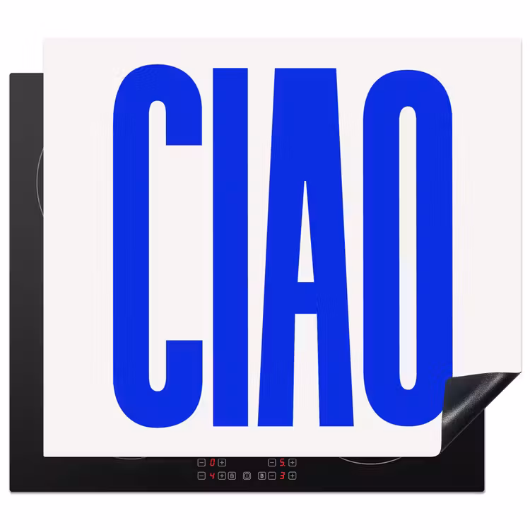 Ciao - Hoofdletters - Blauw - Minimalistisch Inductie beschermer vinyl 3mm middel -3d
