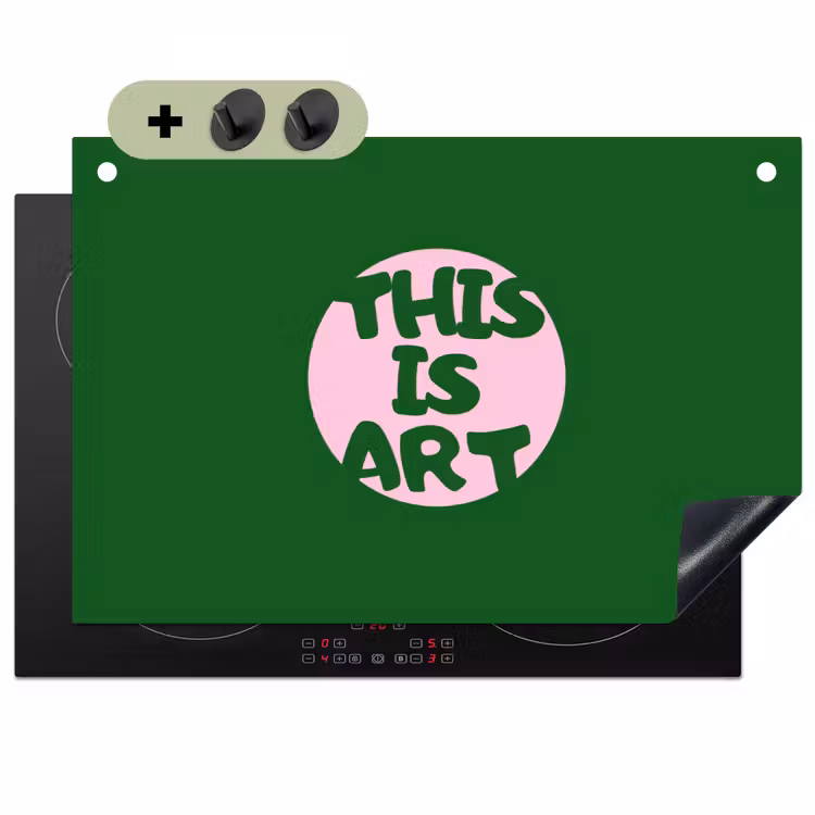 Cirkel - Roze - Tekst - Art Inductie beschemer met haakjes klein -3d
