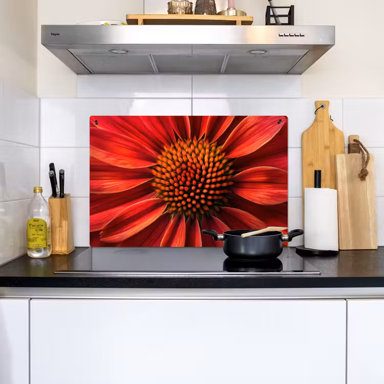Close up - Bloem- Rood Inductie beschemer met haakjes klein -sfeer2