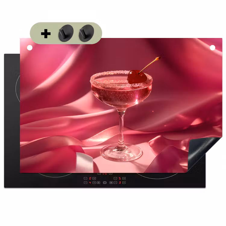Cocktail - Pink - Luxe Inductie beschemer met haakjes klein -3d