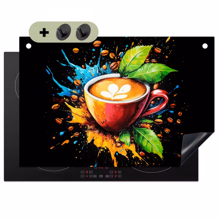 Koffie - Graffiti - Drinken - Abstract Inductie beschemer met haakjes klein -3d