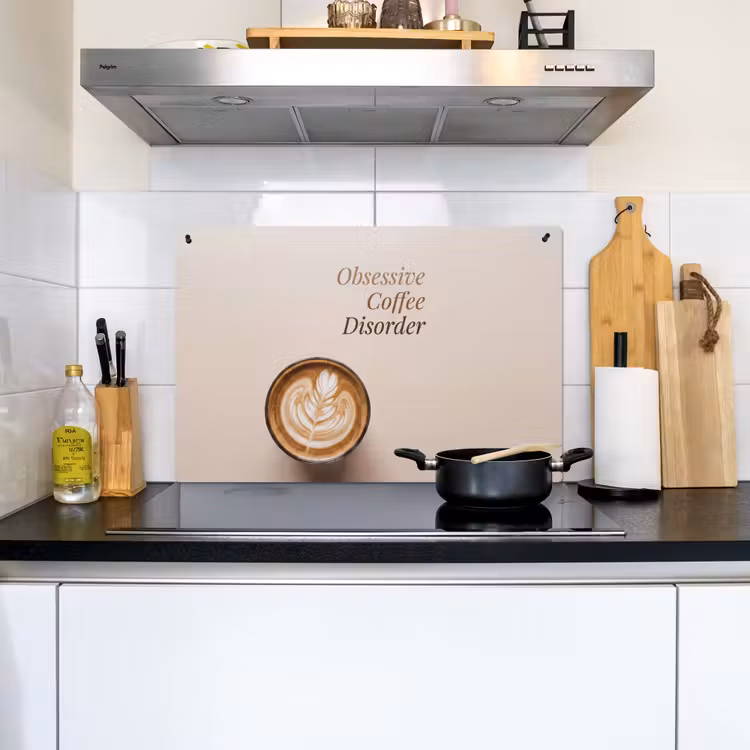 Koffie - Obessive Coffee Disorder - Beige Inductie beschemer met haakjes klein -sfeer2