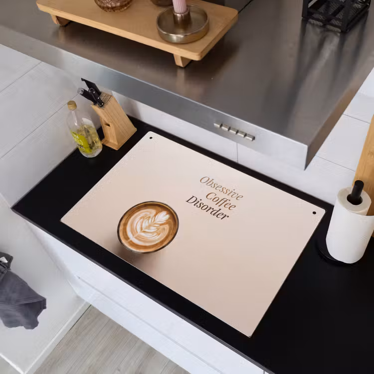 Koffie - Obessive Coffee Disorder - Beige Inductie beschemer met haakjes klein -sfeer1