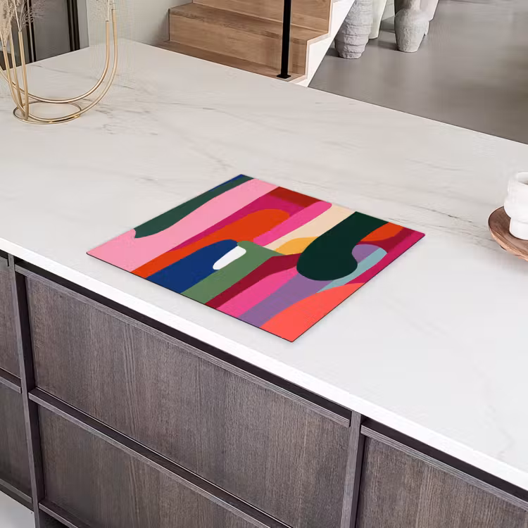 Kleurvakken - Recht - Rond - Abstract Inductie beschermer vinyl 3mm middel -sfeer8