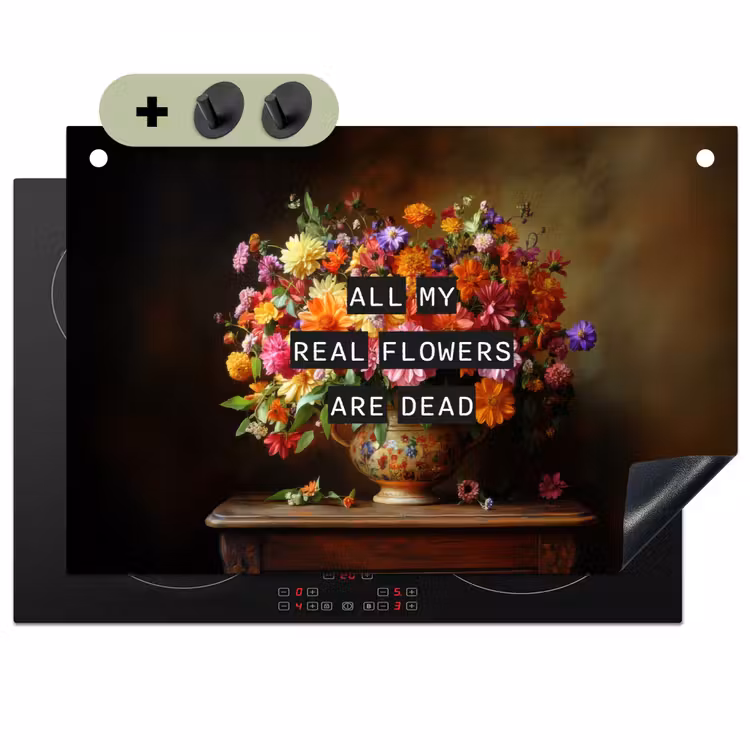 Kleur - Bloemen - Vintage - Bloemenvaas Inductie beschemer met haakjes klein -3d