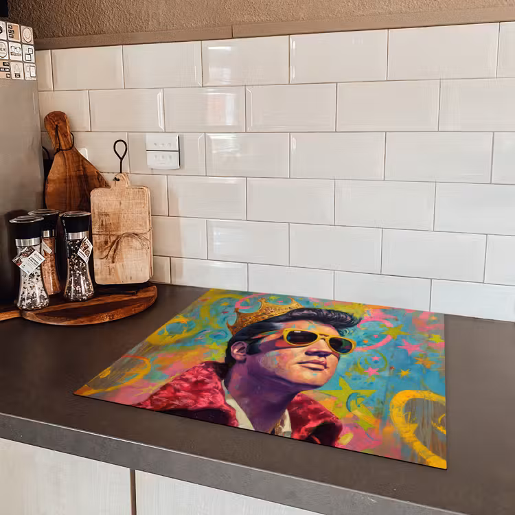 Kleurrijk portret - Kroon - Sterren Inductie beschermer vinyl 3mm middel -sfeer3
