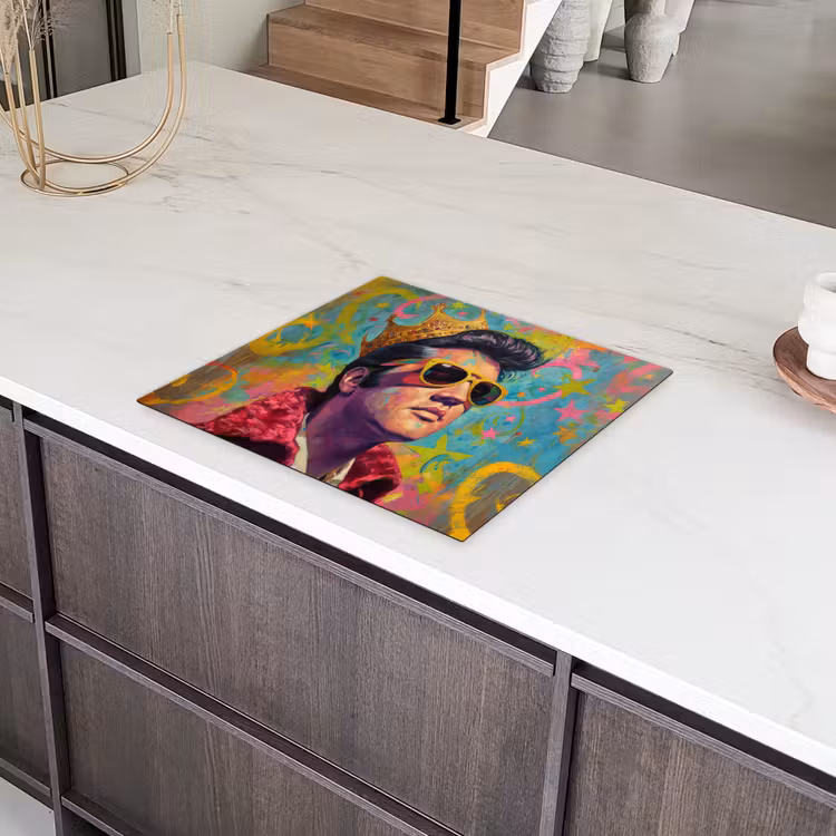 Kleurrijk portret - Kroon - Sterren Inductie beschermer vinyl 3mm middel -sfeer8