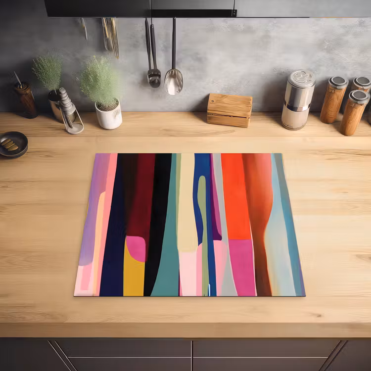 Kleurbanen - Verticaal - Kleurrijk Inductie beschermer vinyl 3mm middel -sfeer5