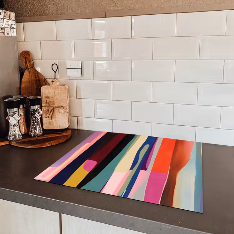 Kleurbanen - Verticaal - Kleurrijk Inductie beschermer vinyl 3mm middel -sfeer3