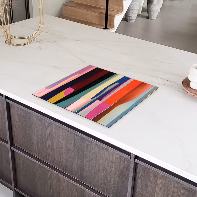 Kleurbanen - Verticaal - Kleurrijk Inductie beschermer vinyl 3mm middel -sfeer8