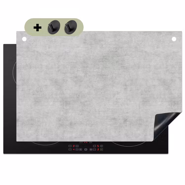 Beton - Grijs - Industrieel - Patroon Inductie beschemer met haakjes klein 777 -3d