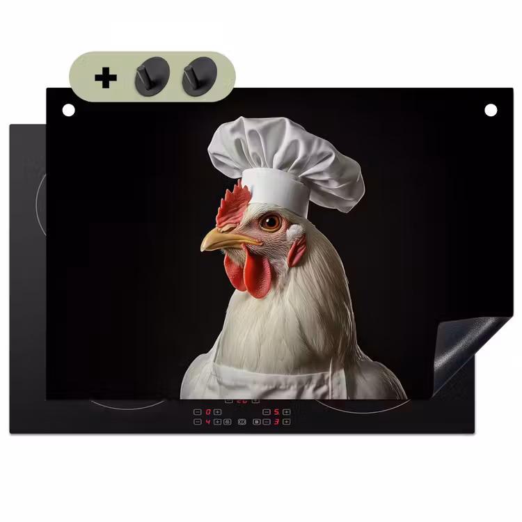 Kok - Rood - Kip Inductie beschemer met haakjes klein -3d