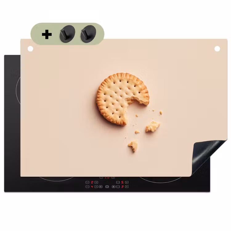 Koekje - Kruimels - beige Inductie beschemer met haakjes klein -3d