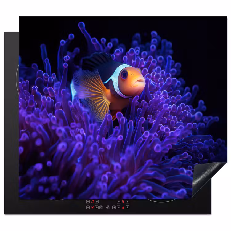 Koraal - Vis - Oranje - Zee Inductie beschermer vinyl 3mm middel -3d