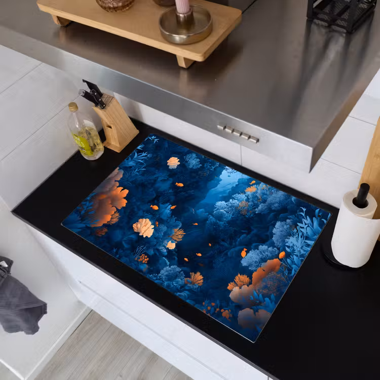 Koraalrif - Vissen - Oceaan - Blauw Inductie beschemer met haakjes klein -sfeer1