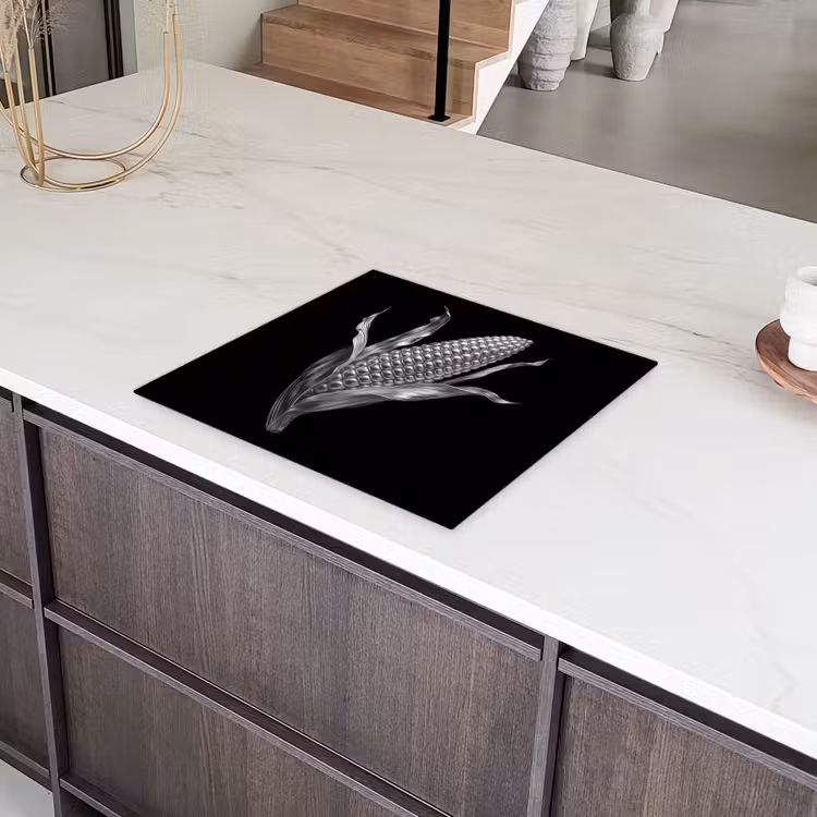 Maïskolf - Glanzend metaal - Elegant Inductie beschermer vinyl 3mm middel -sfeer8