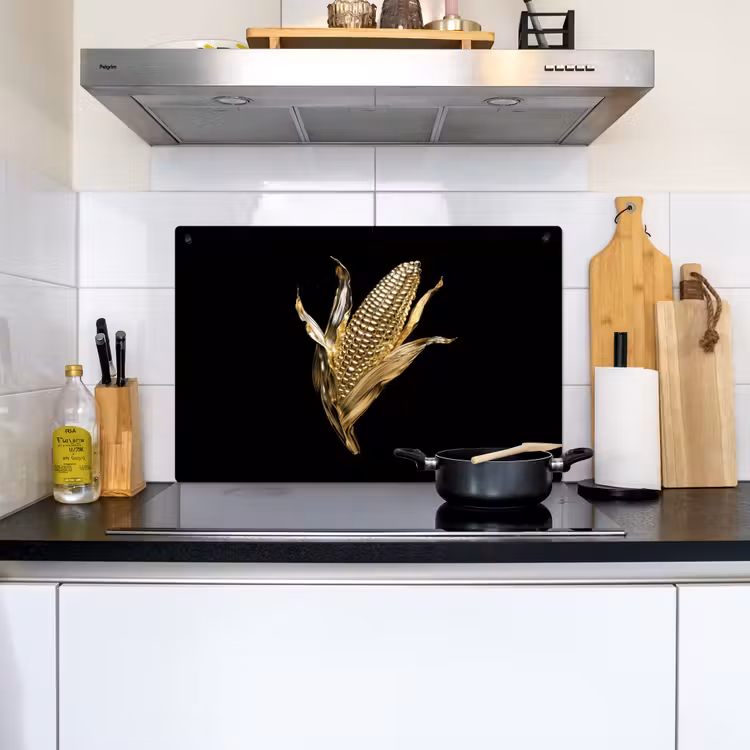 Mais - Eten - Goud - Zwart Inductie beschemer met haakjes klein -sfeer2