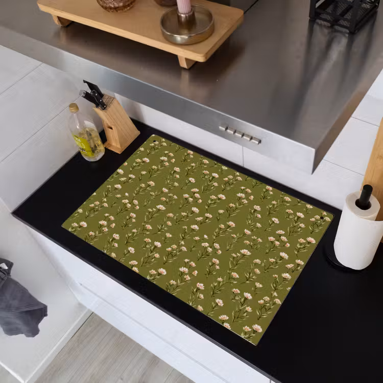 Landelijk - Bloemen - Groen Inductie beschemer met haakjes klein 777 -sfeer1