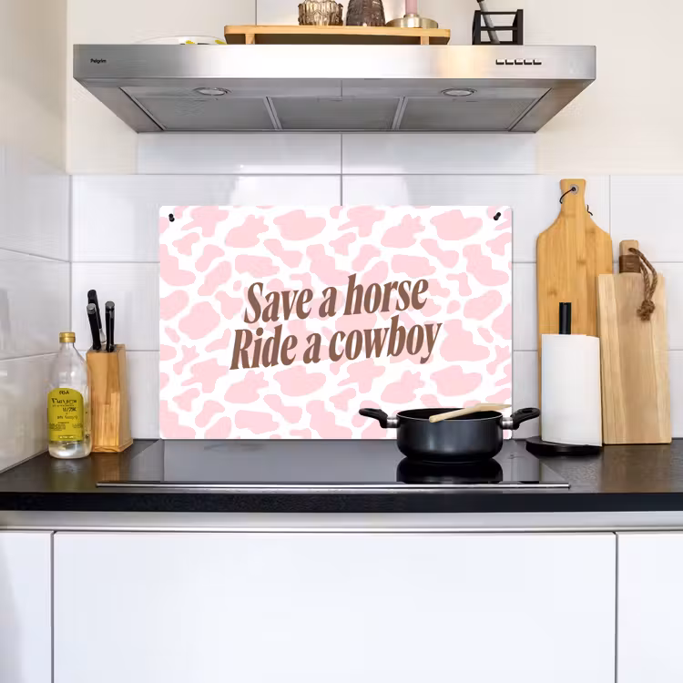 Koeienprint - Roze - Cowboy - Horse Inductie beschemer met haakjes klein -sfeer2