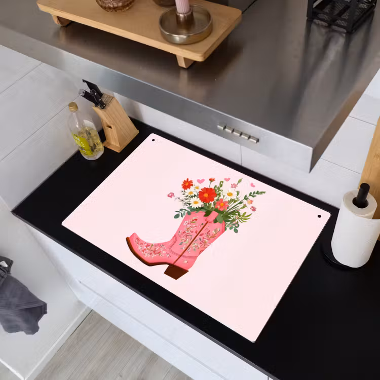 Cowboylaarzen - Roze - Boeket - Bloemen Inductie beschemer met haakjes klein -sfeer1