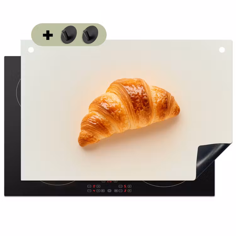 Croissant - Brood - Beige Inductie beschemer met haakjes klein -3d