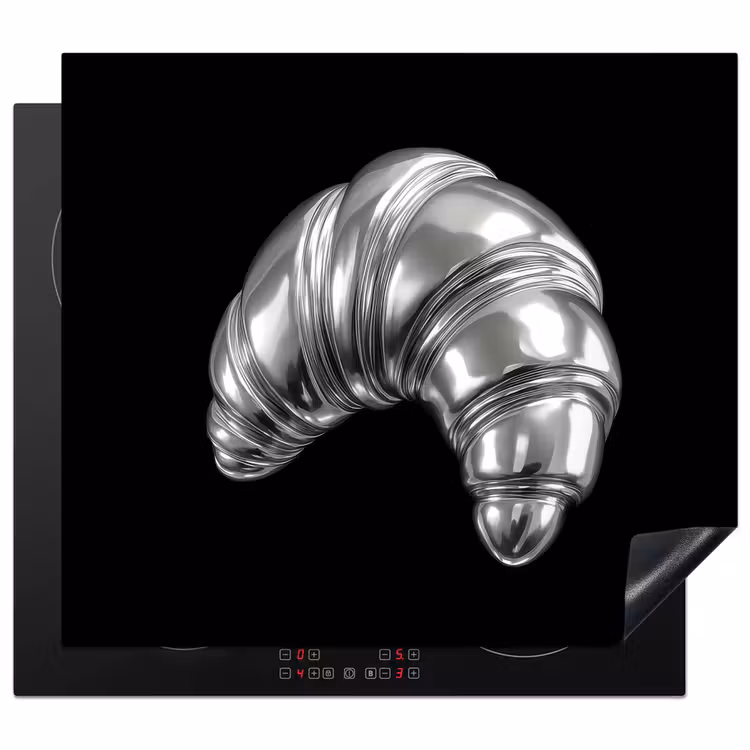 Croissant - Metaal - Zilver Inductie beschermer vinyl 3mm middel -3d