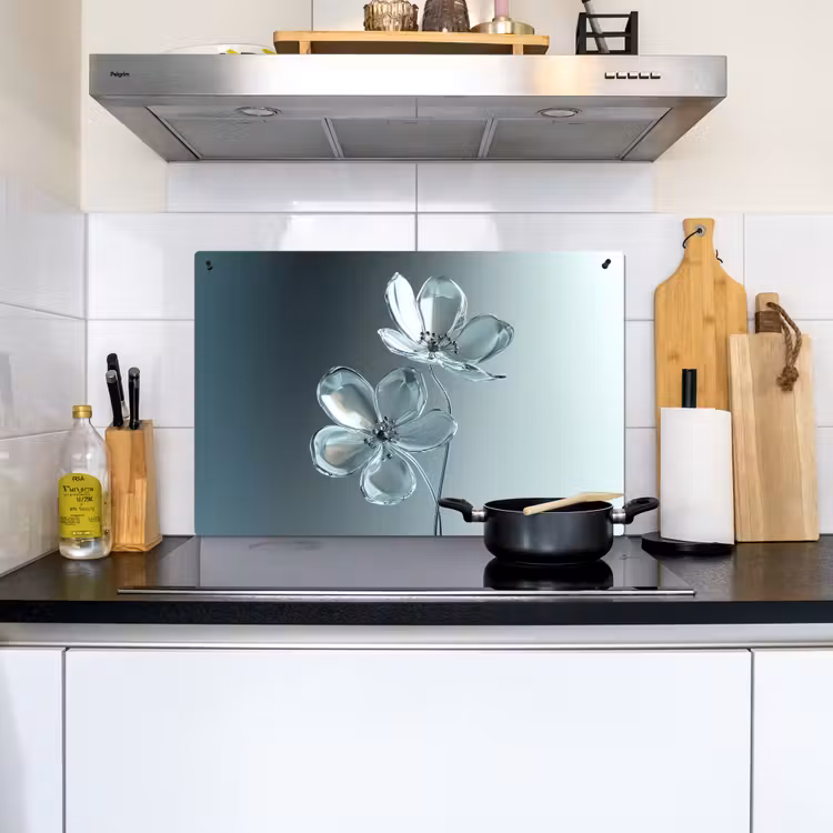 Kristal - Bloemen - Grijs Inductie beschemer met haakjes klein -sfeer2