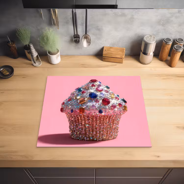 Cupcake - Kleurrijk - Edelstenen Inductie beschermer vinyl 3mm middel -sfeer5