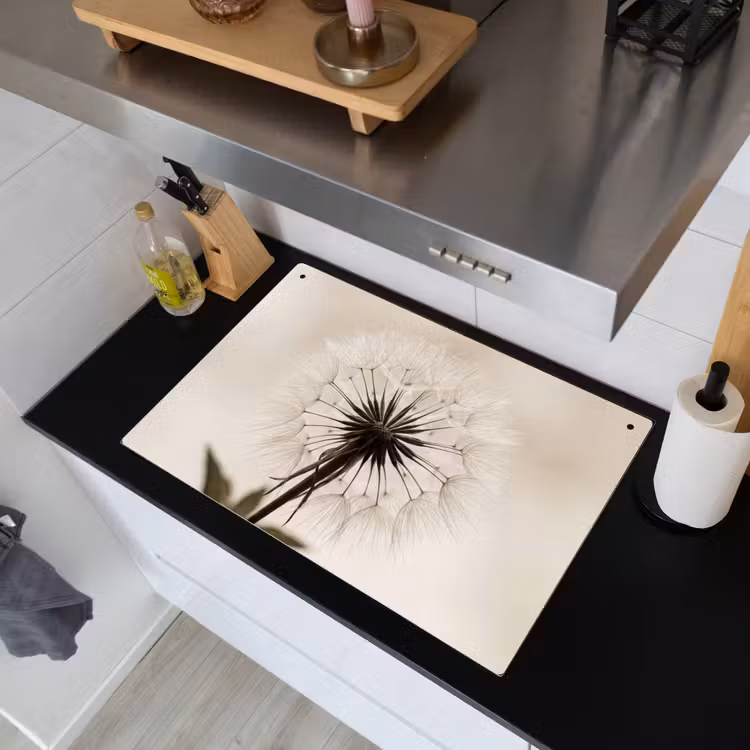 Paardenbloem - Minimalistisch - Wit Inductie beschemer met haakjes klein -sfeer1