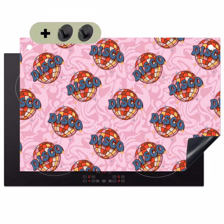 Disco - Bal - Patroon - Roze Inductie beschemer met haakjes klein 777 -3d