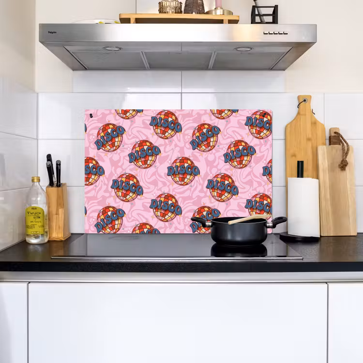 Disco - Bal - Patroon - Roze Inductie beschemer met haakjes klein 777 -sfeer2