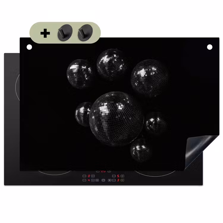 Discoballen - Minimalistisch - Zwart Inductie beschemer met haakjes klein -3d