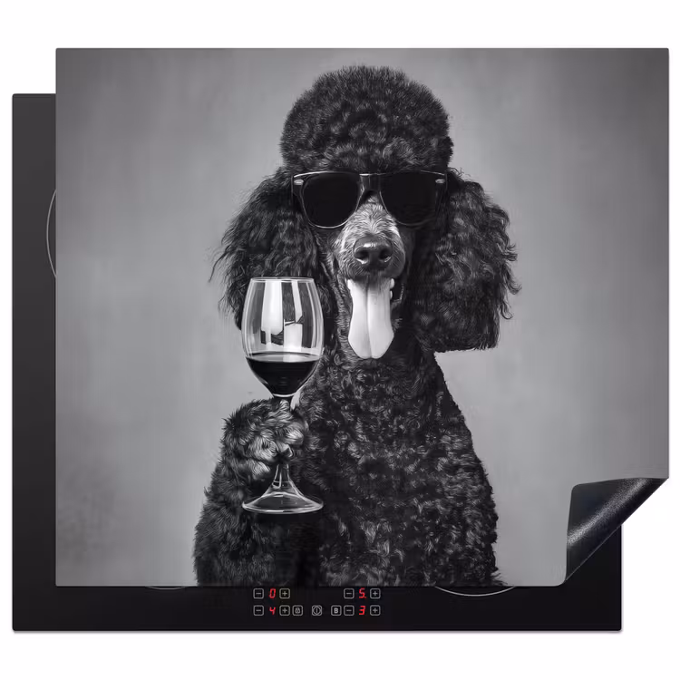 Hond - Krullen - Zonnebril - Wijn Inductie beschermer vinyl 3mm middel -3d