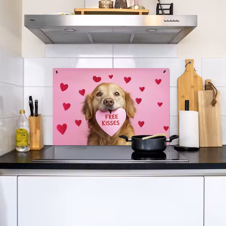 Hond - Kiss- Valentijn - Hartjes Inductie beschemer met haakjes klein -sfeer2