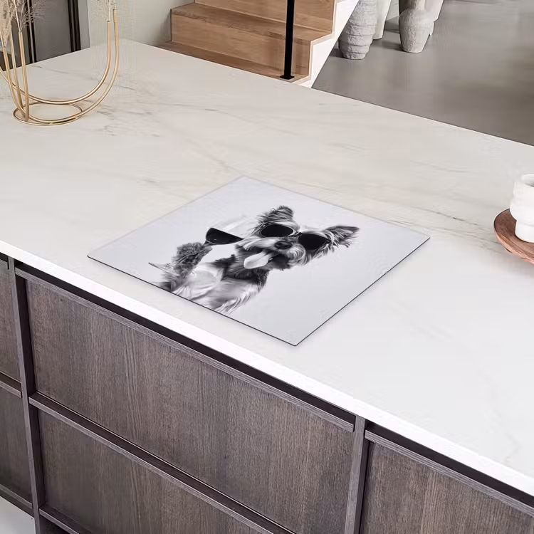 Hondje - Wijnglas - Zonnebril - Enthousiast Inductie beschermer vinyl 3mm middel -sfeer8