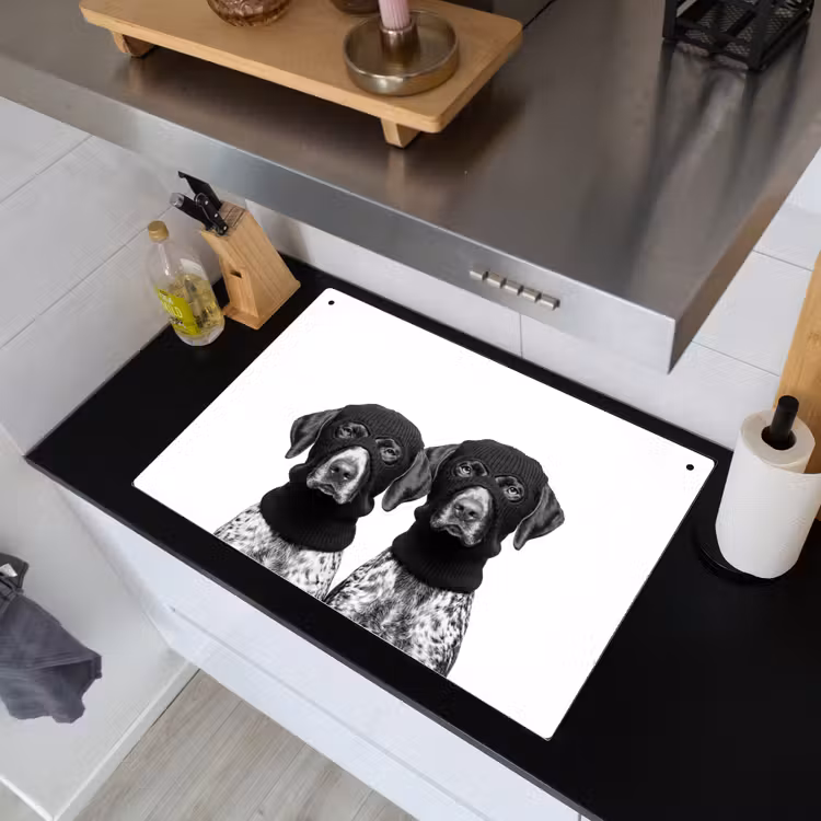 Honden - Bivakmuts - Zwart - wit Inductie beschemer met haakjes klein -sfeer1
