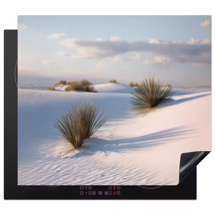 Duinen - Gras - Wolken - Beige Inductie beschermer vinyl 3mm middel -3d