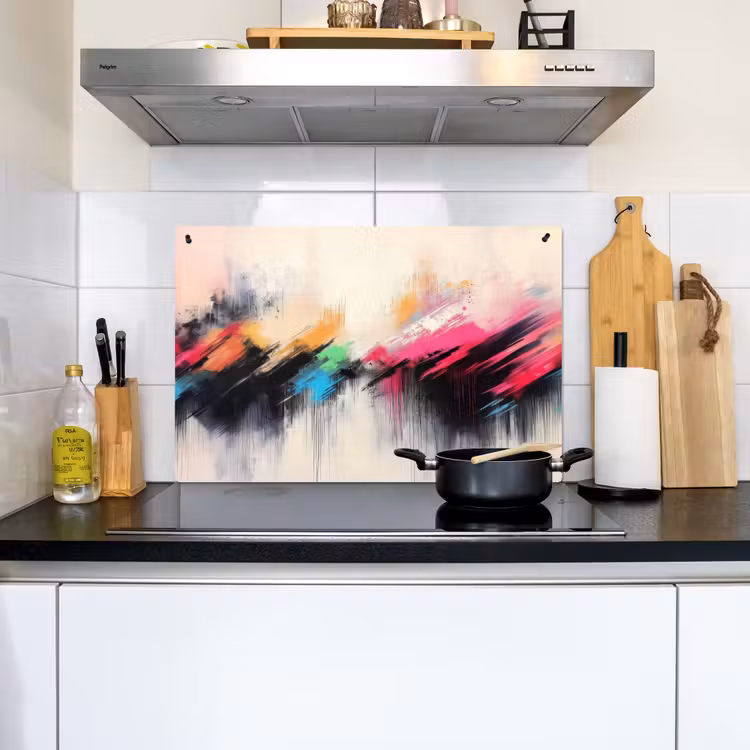 Dynamisch - Abstract - Kleurrijk - Zwart Inductie beschemer met haakjes klein -sfeer2