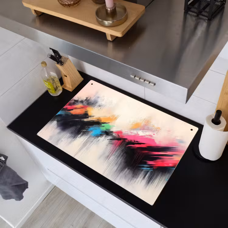 Dynamisch - Abstract - Kleurrijk - Zwart Inductie beschemer met haakjes klein -sfeer1