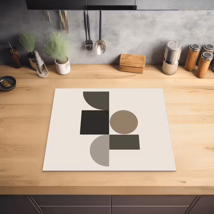 Aardetinten - Abstracte compositie - Eenvoudige vormen Inductie beschermer vinyl 3mm middel -sfeer5