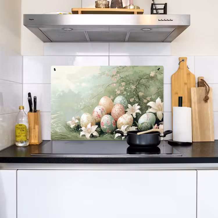 Paaseieren - Pasteltinten - Bloemen Inductie beschemer met haakjes klein -sfeer2