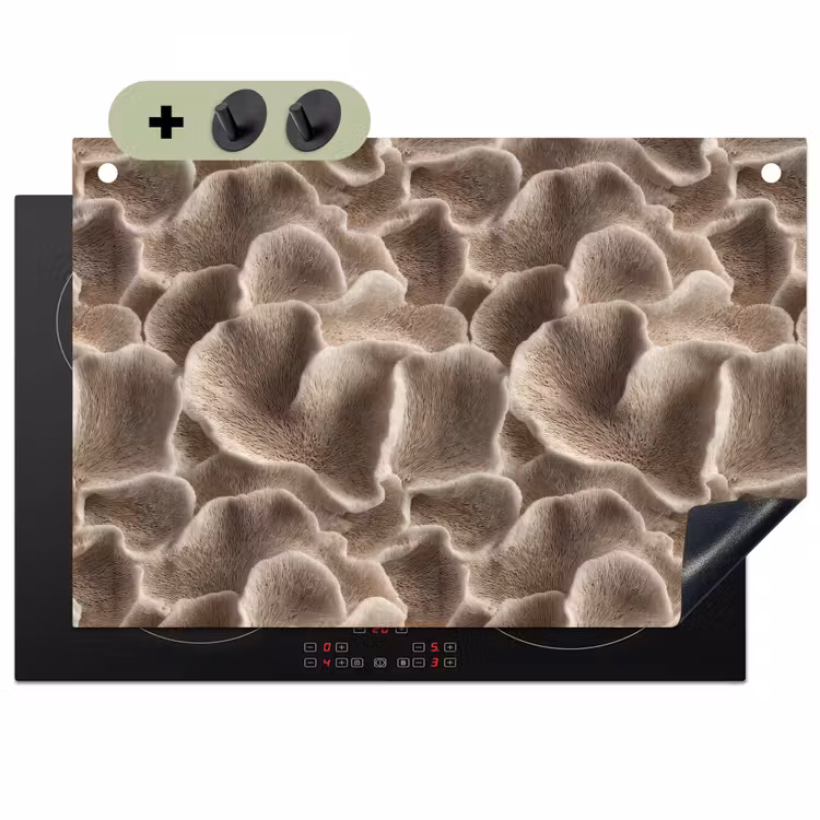 Waaiervorm - Beige - Vezel textuur Inductie beschemer met haakjes klein 777 -3d