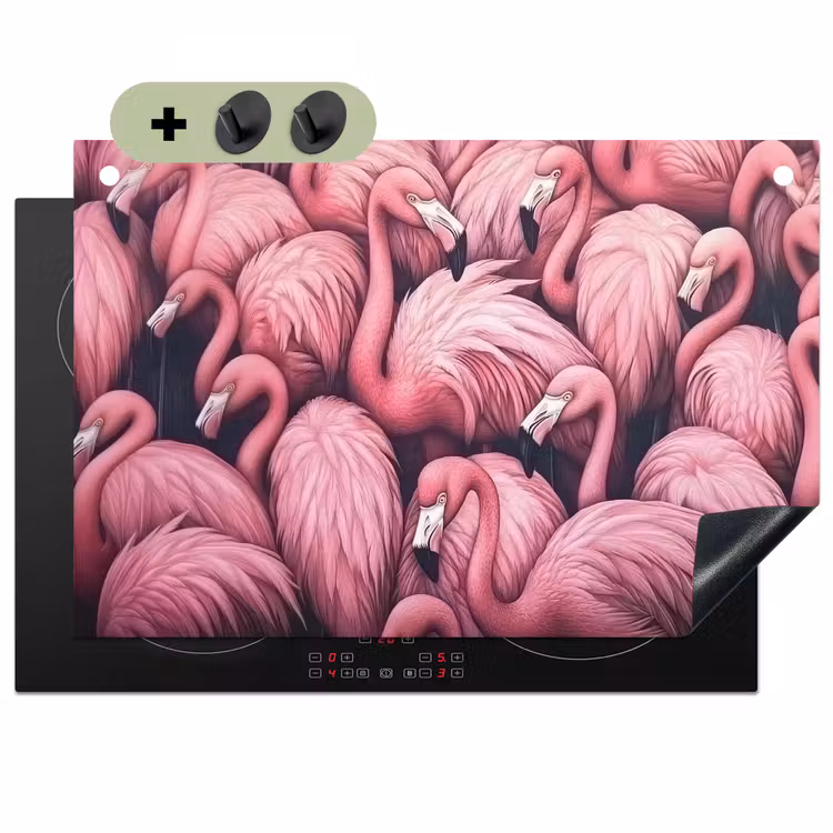 Flamingo - Roze - Dieren Inductie beschemer met haakjes klein -3d