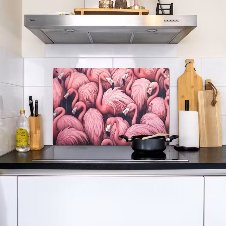 Flamingo - Roze - Dieren Inductie beschemer met haakjes klein -sfeer2