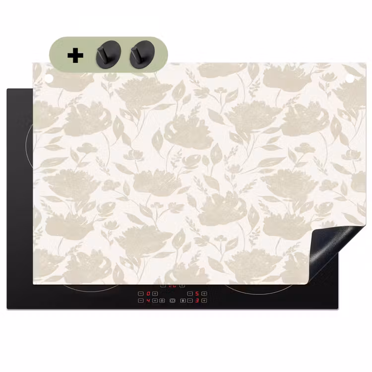 Bloemenpatroon - Silhouet - Wit Inductie beschemer met haakjes klein 777 -3d