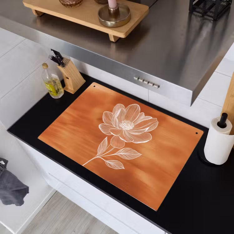 Bloem - Minimalistisch - Wit Inductie beschemer met haakjes klein -sfeer1