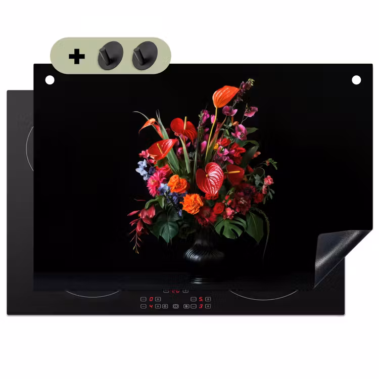 Bloemen - Boeket - Sierlijk Inductie beschemer met haakjes klein -3d