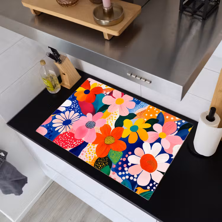 Bloemen - Kleurrijk - Stippen Inductie beschemer met haakjes klein -sfeer1
