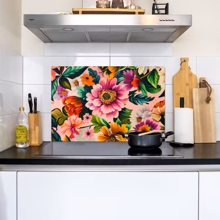 Bloemen - Kleurrijk - Roze Inductie beschemer met haakjes klein -sfeer2